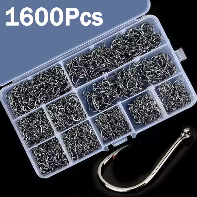 1600-Piece Assorted Fishing Hooks Kit